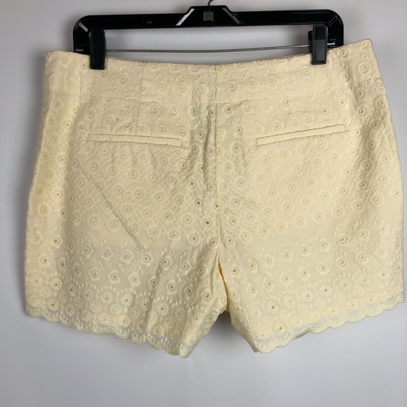 LOFT Shorts Eyelet Butter Yellow Scalloped Hem - Picture 4 of 7